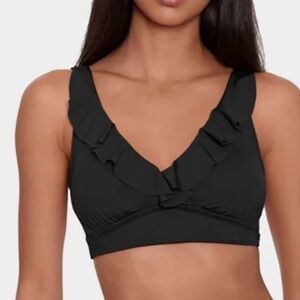 Lauren Ralph Lauren Beach Club Solid Ruffle
Bikini Top swimsuit, swimwear Black